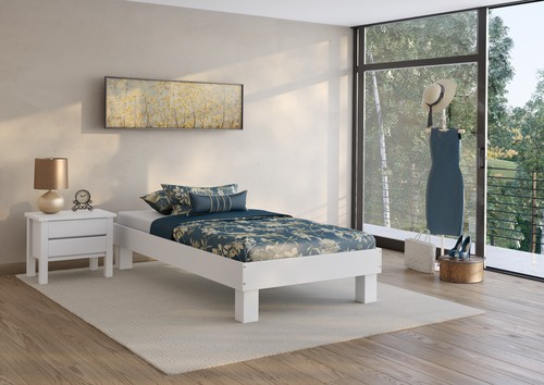 Lit double simple blanc - /,