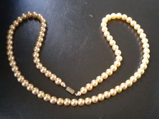 Collier vintage perles en verre nacré 66 cm – rétro ancien 