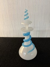 Baccarat Crystal White Opaline and Blue Twisted Carafon