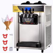 VEVOR Machine À Crème Glacée Sorbetière À Glace À L'Italienne3 Saveurs 22-30L/H