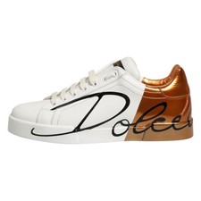 Dolce & Gabbana Chaussures Blanc Marron Cuir Basse Baskets EU40.5/US7.5 970usd