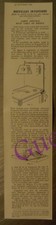 INVENTION LAMPE SPECIALE POUR TABLE DE BRIDGE  document photo  1936  
