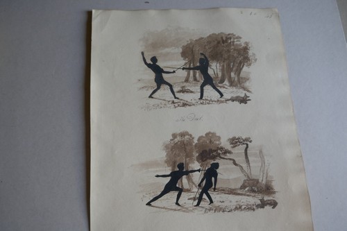 Collage dessin duel escrime - dessin,