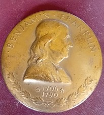 MEDAILLE DE TABLE DE BENJAMIN  FRANKLIN  1706/1790