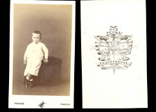 Pesme, Paris, Little Boy in White Suit Vintage Albumen Print CDV. Tir
