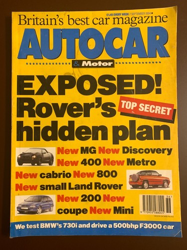 Autocar magazine 1994 mg - 7/09/1994;,