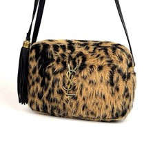 YSL Yves Saint Laurent Shoulder Bag Lou Fur Leather Leopard pattern Rare