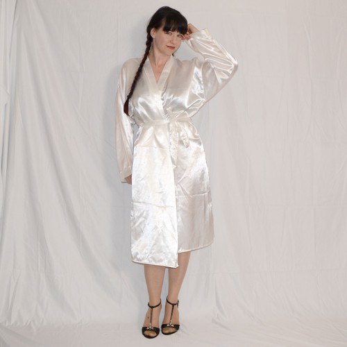 Peignoir satin blanc avec - satin,