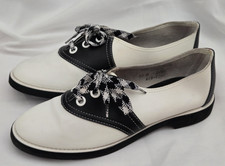 Vintage 1980's Black& White Saddle Shoes Pinwheels by JC Penney Size 10 Unworn