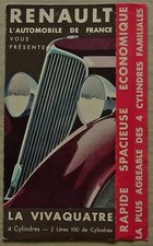 RENAULT VIVAQUATRE Car Sales Brochure 1935 FRENCH TEXT #VT 258-6-34
