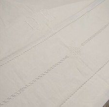 ancien grand drap metis  jour echelle - monogramme DR   230cm x 320cm