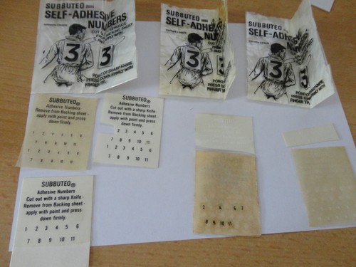 Subbuteo self adhesive - subbuteo, numbers