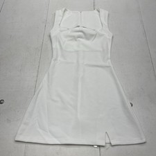 White Square Neck Sleeveless Fitted Stretch Tennis Dress Women's Size XS