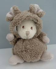 S12. DOUDOU BOULE BUKOWSKI OURS BLANC capuche souris beige écru billes TBE