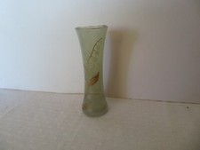old small enamelled vase decorated with lily of the valley 12 cm H
