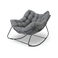 Salon Fauteuil à Bascule Avec Coussin 96x120cm Cadre en Acier Lesesessel Gris