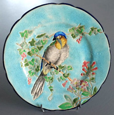 No.2 Rare Longwy Enamel Plate Bird of Paradise 19th Century Era 