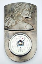 Vintage Art Tin Barometer / Thermometer - Peasant Pattern