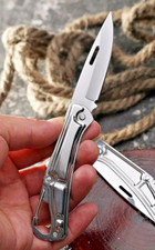  🇨🇵 Canif Couteau de Poche Pliant Tout Métal avec Porte Clé 🇨🇵