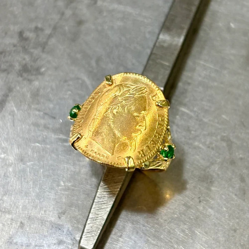Bague pièce jaune 750 - pièce, &
