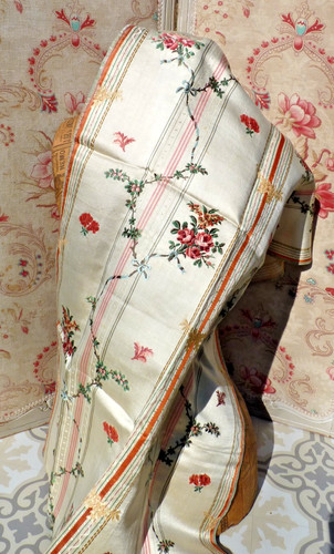 Tissu ancien fragment damas - ancien,