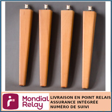 LOT DE 4 PIEDS EN BOIS VERNI