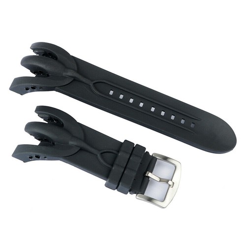 Black rubber watch band strap - black,