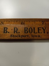 12" B.R.  BOLEY Vintage Wood Ruler Stockport Iowa Star Brand Shoes Twelve Inch