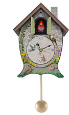 Mark Feldstein Garden Cottage Singing Cardinal Tabletop Wall Sound Cuckoo Clock