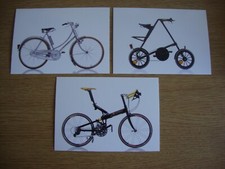Cycles - 3 x New, Unused Postcards of Iconic Bicycles- Raleigh, Strida, Airnimal