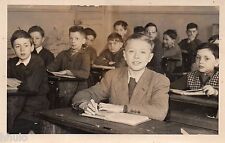 BK954 Vintage Photo Card RPPC Child Class School Office Desk Book Desk