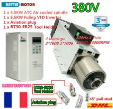 【FR】4.5KW ATC Air Spindle Motor BT30 VFD 380V CNC Milling Engraving Drill Cutter