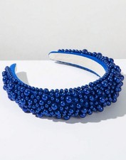 Serre-tête bleu perlé femme