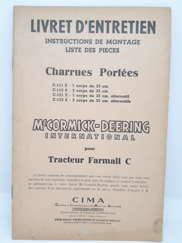 Livret entretien charrues - livret,
