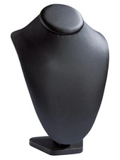 PRESENTOIR BUSTE POUR BIJOUX COLLIERS SIMILI CUIR NOIR  27 x 18cm MM NEUF