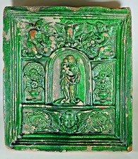 ANTIQUE GERMANY VIRGIN GLAZED CERAMIC PAN TILE to CHILD 17THth