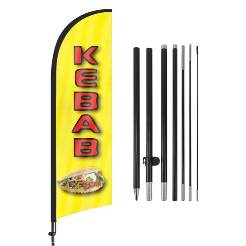 Kebab plume drapeau 8ft - kebab,