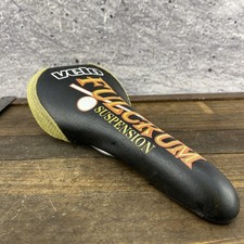 Vintage Velo Fulcrum Bike Saddle Seat Yellow Retro Stitched BMX 90s MTB Cuts