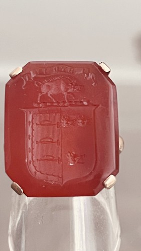 Chevalière armoiries 18cts - chevalière,