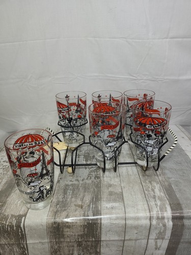 Vintage mcm glasses and caddy - and,