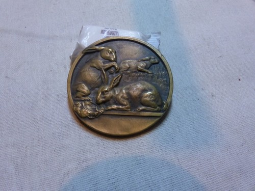 Medaille bronze lapin signe - bronze,