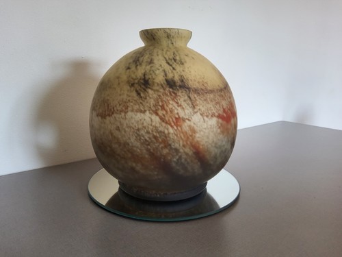 Vase boule marmoreen signé - boule,