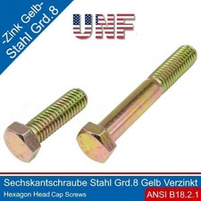 Hex Bolt 7/16-20 UNF Steel Grade 8 Yellow Zinc Plated |