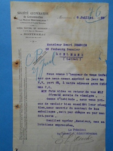 Lettre ancienne sté - ancienne,