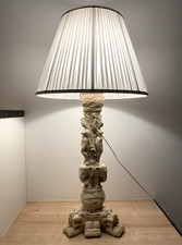 ✅Vintage Baroque style resin lamp with chic white classic shade 75cm