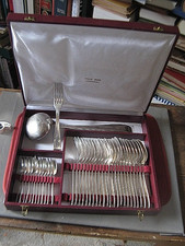 ++"545.7"   MENAGERE EN METAL ARGENTE 37 PIECES ORFEVRE ALFENIDE POUR CHRISTOFLE