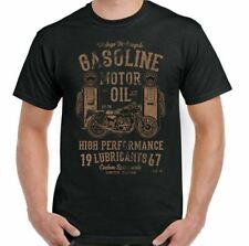 BIKER T-SHIRT Gasoline Motor Oil Motorcycle Motorbike Chopper Cafe Racer Bike 