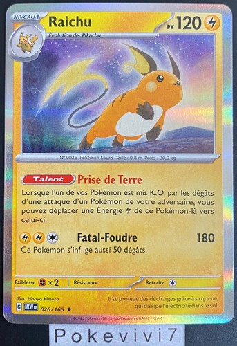Carte pokemon raichu 026 165 - pokemon,