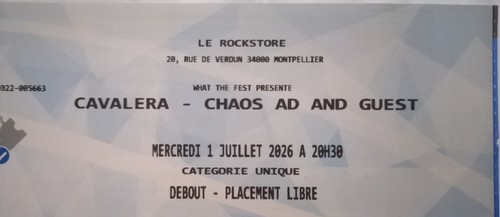Ticket cavalera chaos - ticket, ad