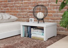 Table de chevet, table d'appoint en pin massif blanc, modèle simple et bas 